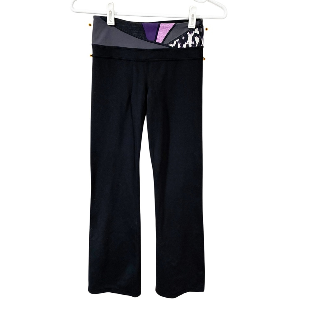 Lululemon Printed Waist‎ Black Pull On Flare Leggings Size 2